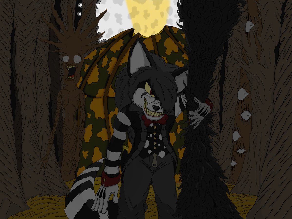 Zeye78579890's tweet photo. Sorry if I haven’t tweeted in a little while, things have been getting interesting here ^^;
Here we have a mighty spooky drawing of Jester the clown, hopefully he will keep things not too scary.
#dark_forest #2spooky4u #halloween #circus #spooky_circus
#wolves #trees https://t.co/Vk4FVxrmbI