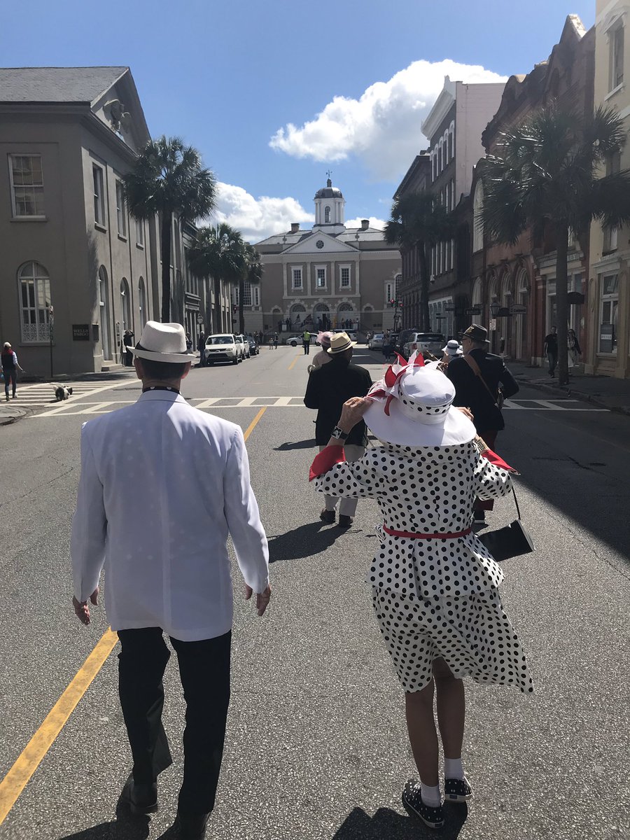 943WSC's tweet photo. 94.3 WSC ‘s @kelly_golden & Hubby @gregpittdj at the front of this year’s 18th Annual Hat Ladies Easter Prominade Up Broad Street!#HaTpyEaster https://t.co/Qo0AVQC3TI
