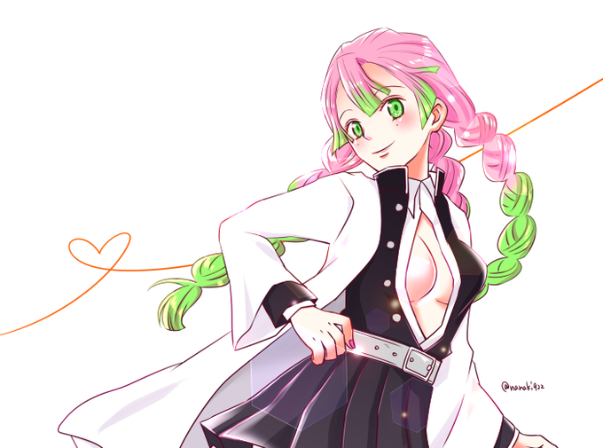 ななきさんがTwitterに投稿した甘露寺蜜璃(鬼滅の刃)のイラスト。