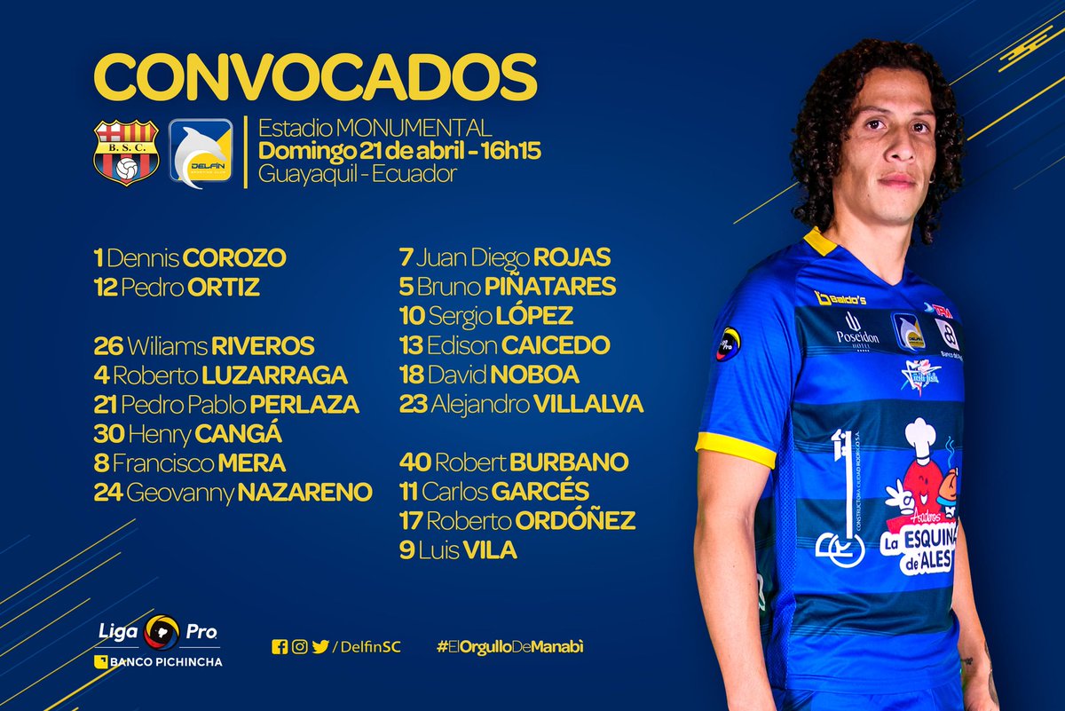 ¡POOOR MANTA Y MANABÍ!💛💙
Lista de convocados por el prof. <a href="/FabianBustosDT/">Fabian Bustos</a> para el duelo de mañana ante @barcelonaSC, el plantel partirá vía terrestre hasta Guayaquil a las 3 pm de hoy.
¡VAMOS MUCHACHOS!💪
#ElOrgulloDeManabí
#LigaProBancoPichincha