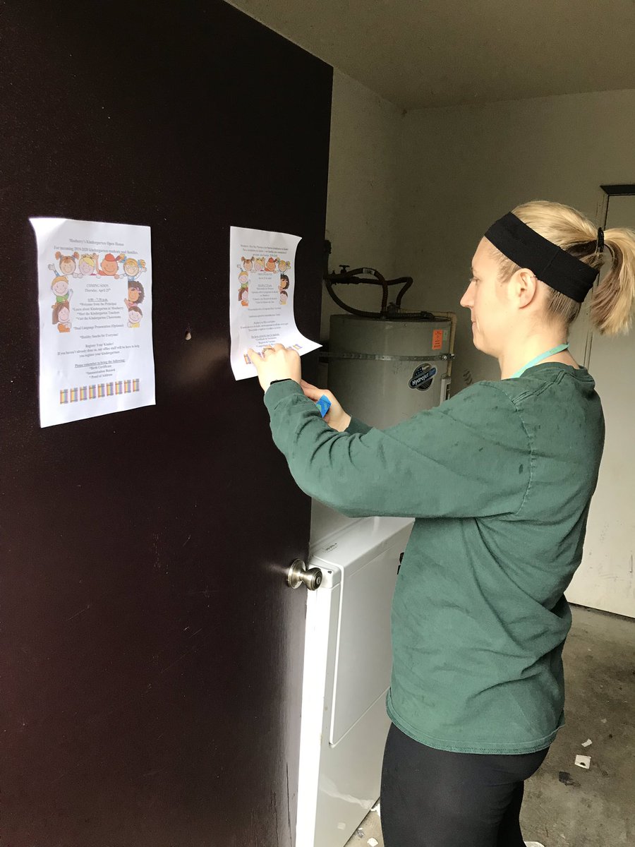 MooCounselor's tweet photo. Highlight from this week: Posting flyers around our school neighborhoods to promote Kinder Orientation happening THIS THURSDAY 4/25. Hope to see you there! https://t.co/o34Oh3pU2I