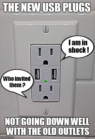 RSDesignSpark's tweet photo. Looks like the USB ports haven't gone down too well with the tradiotionalists! #ElectronicsMeme #TechLOLogy https://t.co/Ne1oeRRhUA