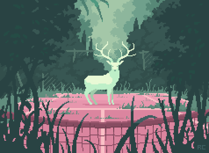 Rcmedy's tweet photo. Abandoned tennis court in the middle of a mystical forest.
#pixelart #illustrationart https://t.co/6z7xJGV2Ln