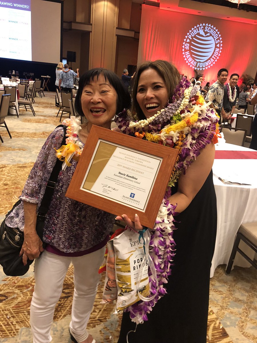staciekunihisa's tweet photo. What an absolute honor it is to be given this award. But this is not my award only. WE > ME and without a HUGE support system and the best staff EVER this wouldn’t have happened! Congrats to everyone at Kanoelani including our students and families!! @HIDOE808 #islandinsurance https://t.co/AKvM4LYXjU