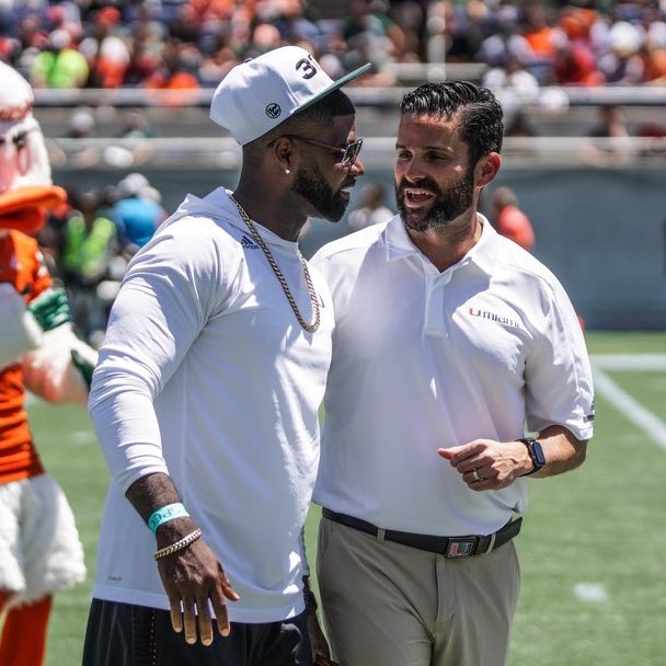 Canes Football on Twitter ".Coach_MannyDiaz talking to a 🐐…