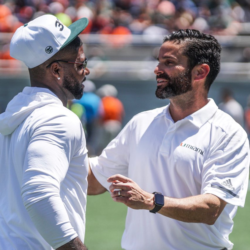 Canes Football on Twitter ".Coach_MannyDiaz talking to a 🐐…