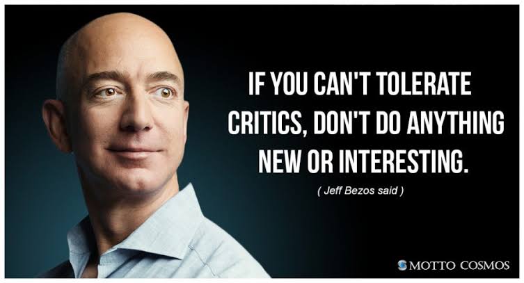 deb_kumar_c's tweet photo. If you can't tolerate critics, don't do anything new or interesting.

~ @JeffBezos 

#ThinkbigSundayWithMarsha #Quotes #Quote #quoteoftheday #amazon #motivation #Inspiration https://t.co/KcSZyicQ8Q