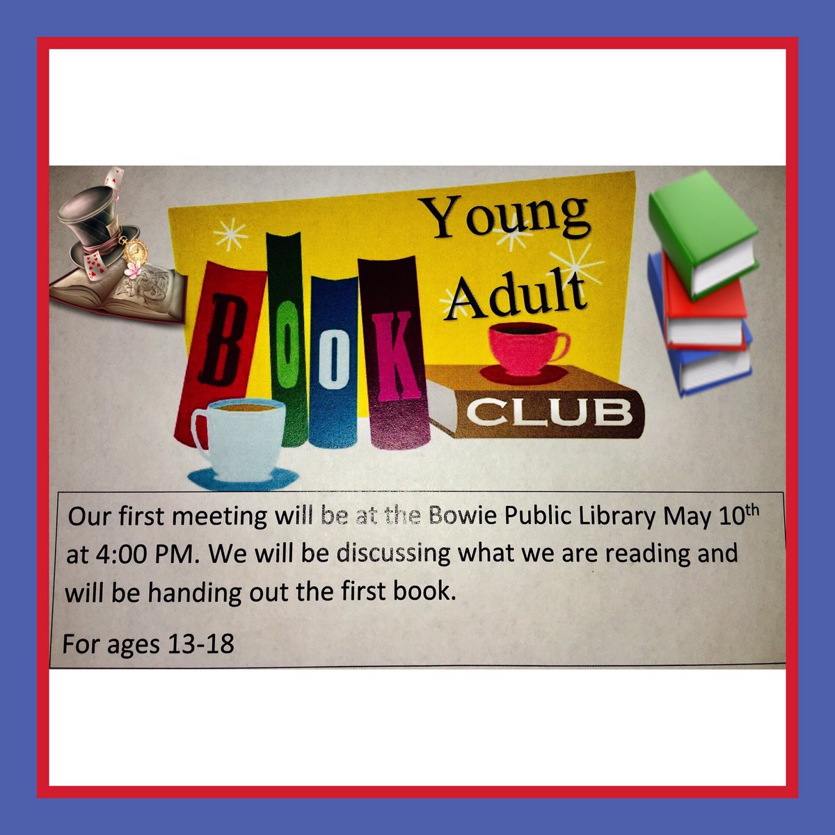 Exciting things are coming to the library! Be sure to share!
#bowietxlibrary #bowietx #youngadultbookclub