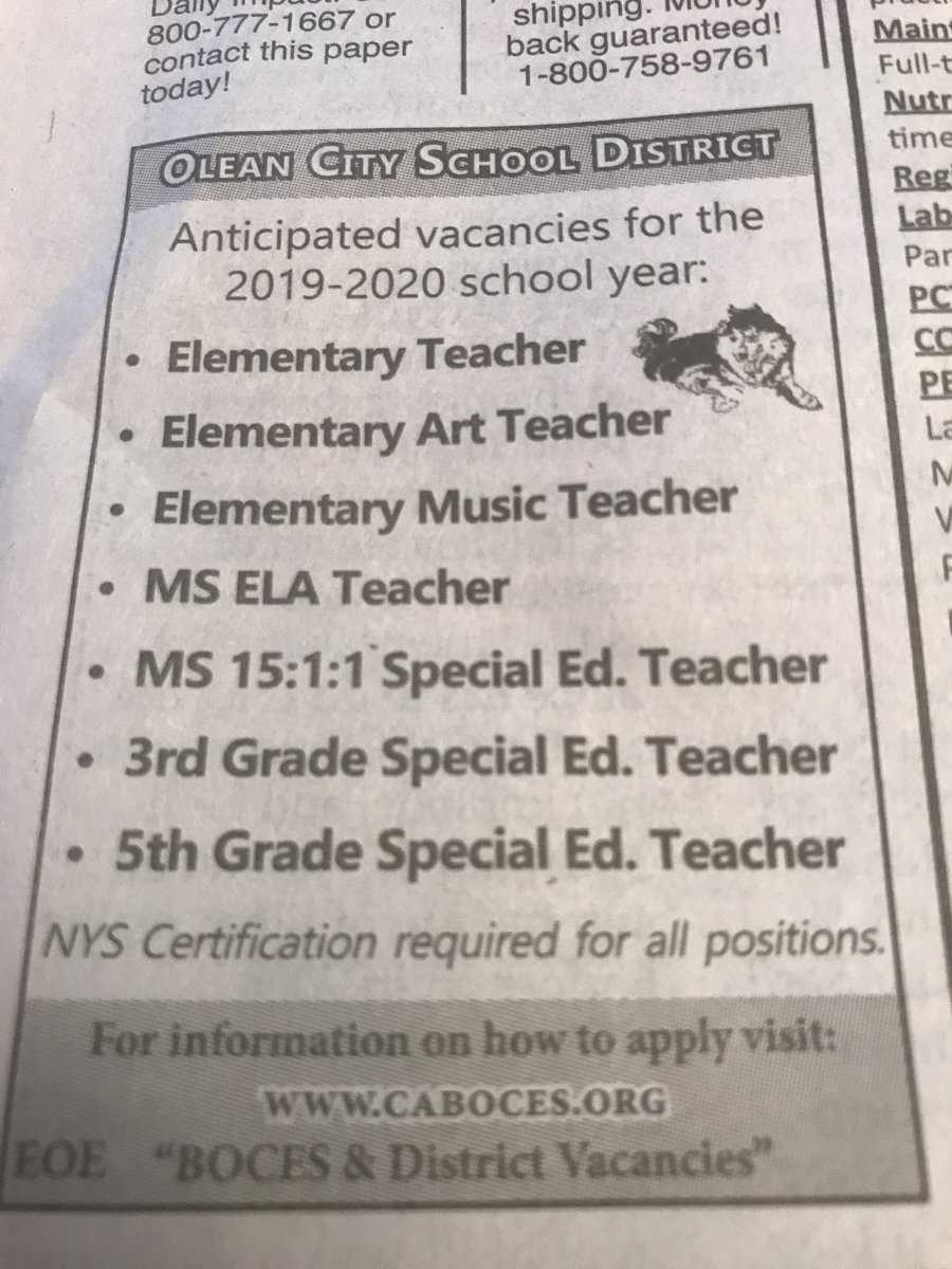 OleanEastView's tweet photo. Come join the pack! #edchat #teachingjobs #wnyedchat https://t.co/mShop0NlCV