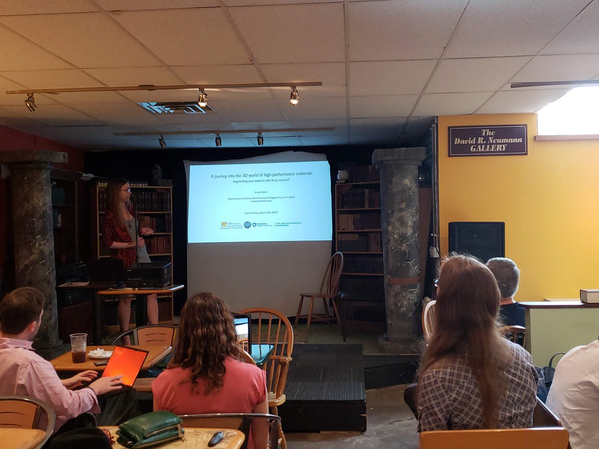 OPA_PennState's tweet photo. Photos from our April Science Cafe on Thursday! Thank you to Michelle and Anna for presenting on Quantum Physics and the 3D world of high performance materials. Come join us for our next Science Cafe on May 23rd at 4pm at Websters Cafe! https://t.co/ehTw1lpnMz