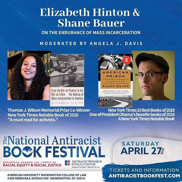 AntiracismCtr's tweet photo. Join authors Elizabeth Hinton &amp; Shane Bauer to discuss the long endurance of the nation’s prison industrial complex- everything from its conception, stubborn persistence and critical points to overcome for its abolition. #antiracistbookfest https://t.co/HErnmUyXuA https://t.co/AtAZKzc78c