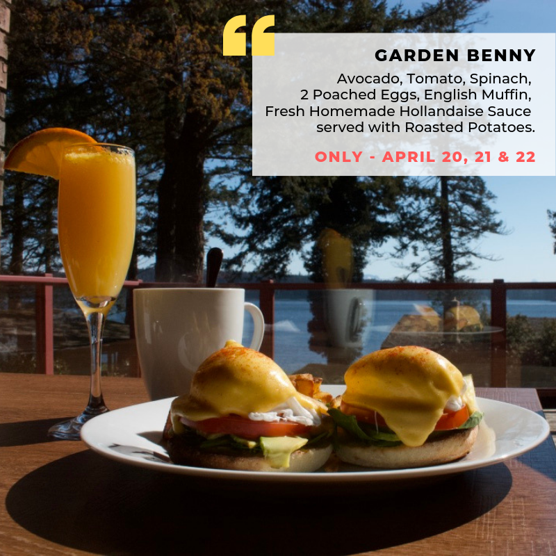 🐰 Happy Easter Week-end,
.
Enjoy our Special Garden Benny !
.
.
.
.
#easter #sundaybrunch #campbellriver #dolphinsresortbc #discovercampbellriver #breakfast #eggsbenedict #yumm 
.
.
ow.ly/2lyd30oujGR