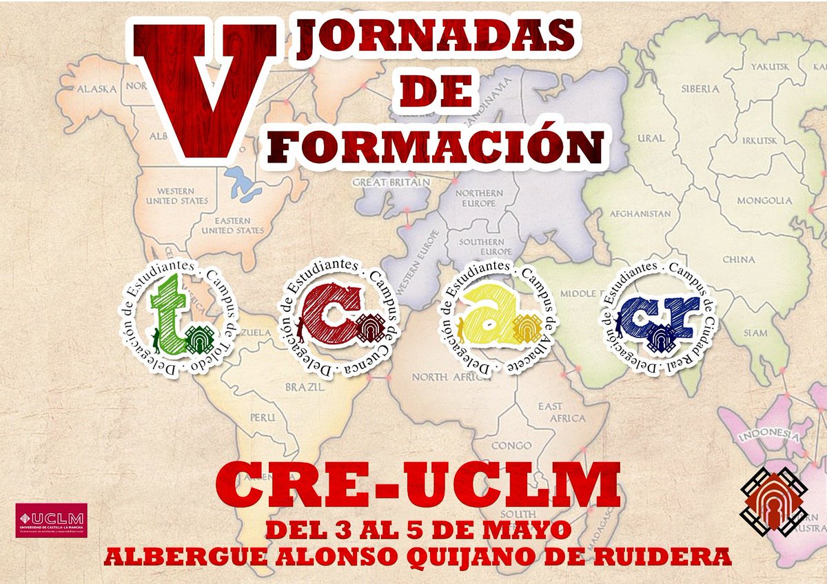 ¡¡¡¡Ya están aquí las V JORNADAS DE FORMACIÓN DEL CRE-UCLM!!!!
 🎊🥳♥🎉

 *Te esperamos del 3 al 5 de mayo en el Albergue Alonso Quijano, en Ruidera* 

docs.google.com/forms/d/e/1FAI…

#VJJFF#CREUCLM