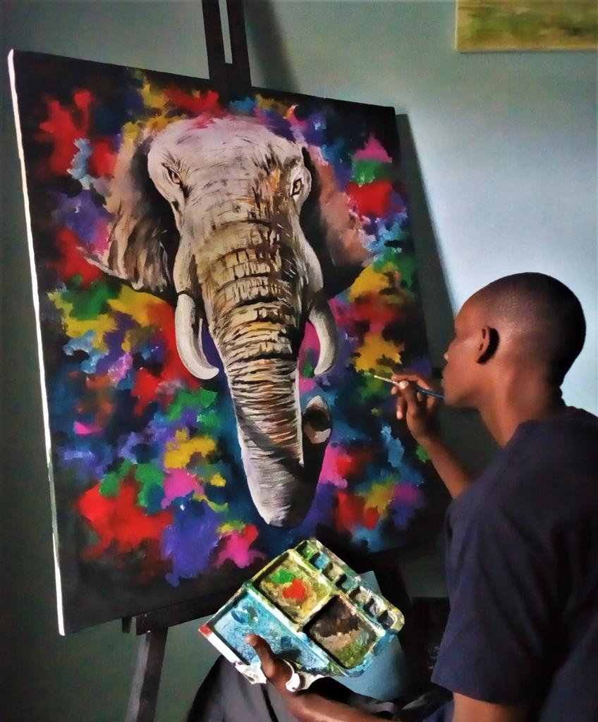 ChalikinARTS's tweet photo. progress on the elephant painting #painting #kenyanart #kenyanartist #artinkenya #promotekenyanart #wildlifeart #artist #colorsofart #arts https://t.co/9m2KrwzEle