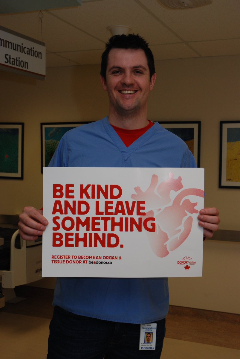 grhospitalkw's tweet photo. Dr. Cameron of GRH critical care knows the importance of organ and tissue donation. This #beadonor month, he's asking for your help.

1,600+ Ontarians are waiting for a lifesaving transplant. One donor can help EIGHT others.

Please register your consent: https://t.co/mDn8BcRVJ1 https://t.co/L0mTP0g1A2