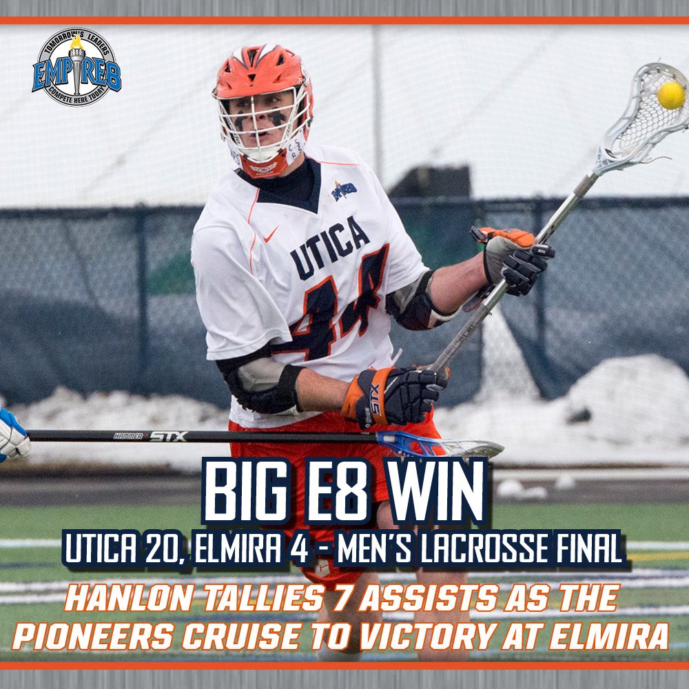 𝗟𝗘𝗡𝗗 𝗔 𝗛𝗘𝗟𝗣𝗜𝗡𝗚 𝗛𝗔𝗡𝗗

Utica 20, Elmira 4 - Men's Lacrosse Final

Hanlon tallies 7⃣ assists as Pioneers cruise to victory at Elmira. 

Box Score: bit.ly/2XwQdU7

#WeAreUtica | <a href="/Empire8/">Empire 8</a> | <a href="/Utica_Mens_Lax/">Utica Men's Lacrosse</a>