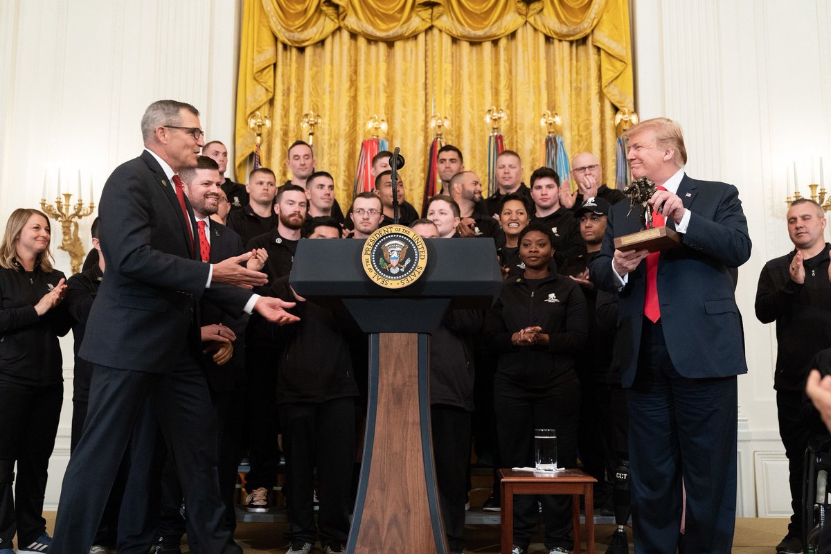 WhiteHouse45's tweet photo. Calling their legacy of service "a gift to every single American," President @realDonaldTrump welcomed a group of our Nation's heroes to the White House this week in honor of the annual Wounded Warrior Project Soldier Ride! https://t.co/bN4BMuHQNZ