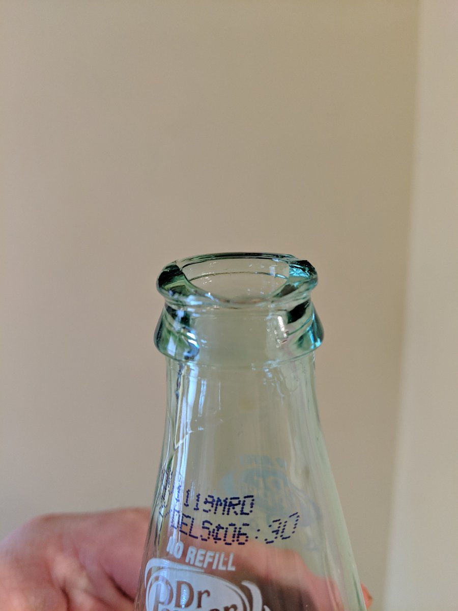 Agent9517's tweet photo. @CocaCola @drpepper when you open your Dr. P. And the glass shears off the lip 😭. Had to dump it just in case there was glass inside the bottle. #CocaCola #thirsty https://t.co/jG3Vr5MRyC
