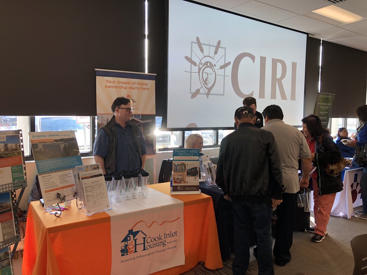 CIHousing's tweet photo. We are having a busy morning chatting with lots of people about housing opportunities at the CIRI informational meeting. Meeting new people and seeing old friends. #housing https://t.co/Ca5BYSYJJ1