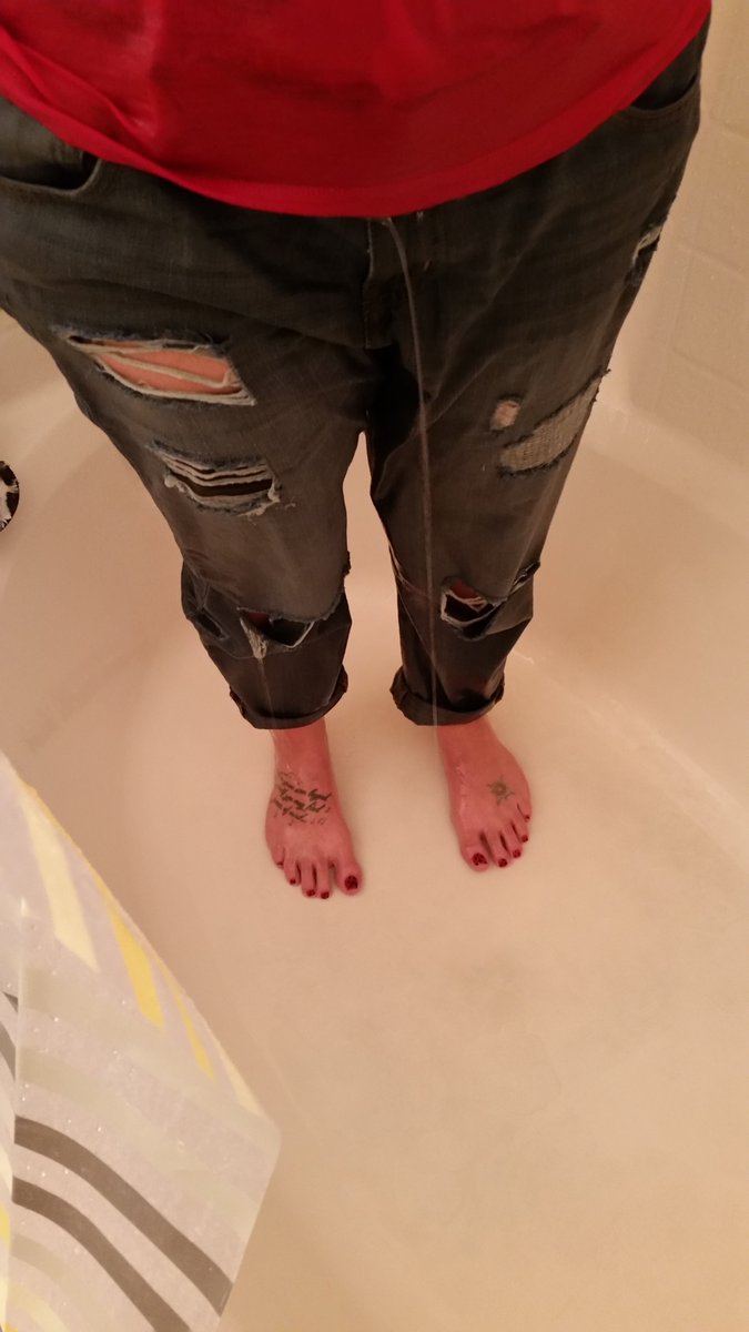 DesertWetMessy's tweet photo. Gotta tell ya, when Alexis gets in the shower for the fuck of it fully clothed and ends up playing with her tits and pussy because she LOVES getting soaked, not much else u can do than blow a #jizz load on her bare feet.  I'm just sayin. #wetlook #WAM #footfetish https://t.co/jwh7dEAGA6