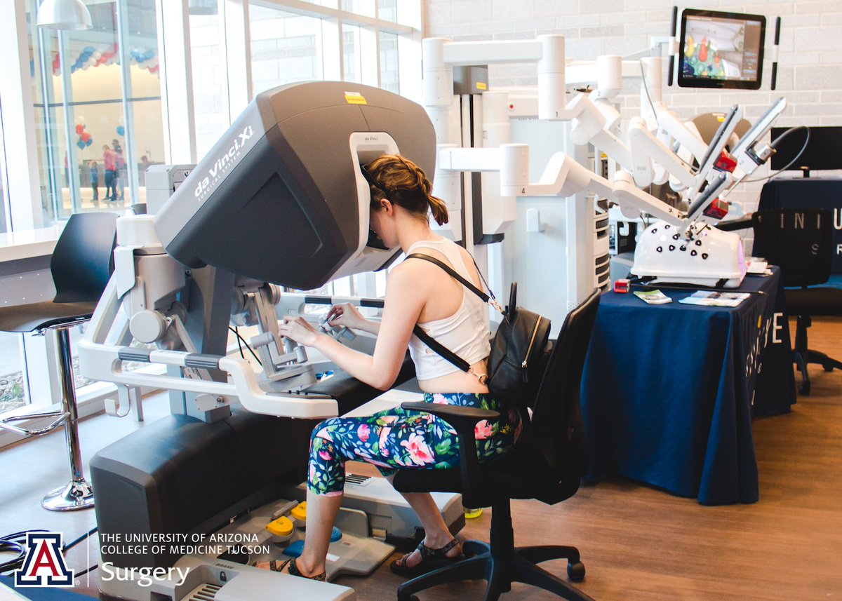 UofAZSurgery's tweet photo. Highlights from @cycloviatucson: attendees practiced their #robotic #surgery skills and learned about the Da Vinci robot against the gorgeous backdrop of the new Banner hospital tower! We move in the day after tomorrow! #BUMCT #TowerPower https://t.co/gk1iXpgLwq
