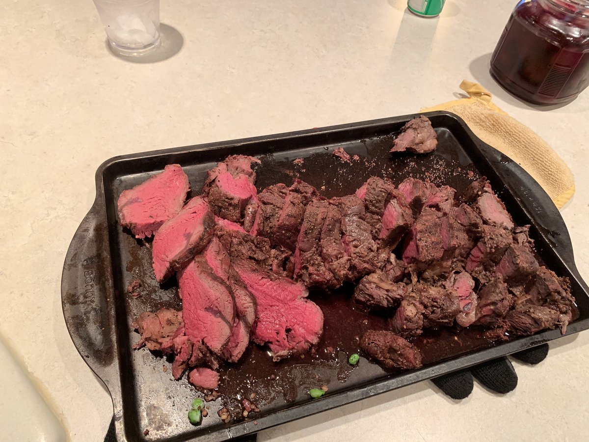 Beefteef's tweet photo. #WeberGrills  Beef Tenderloin on the kettle...sorry the presentation is a wreck. https://t.co/0o2gGzGcnL
