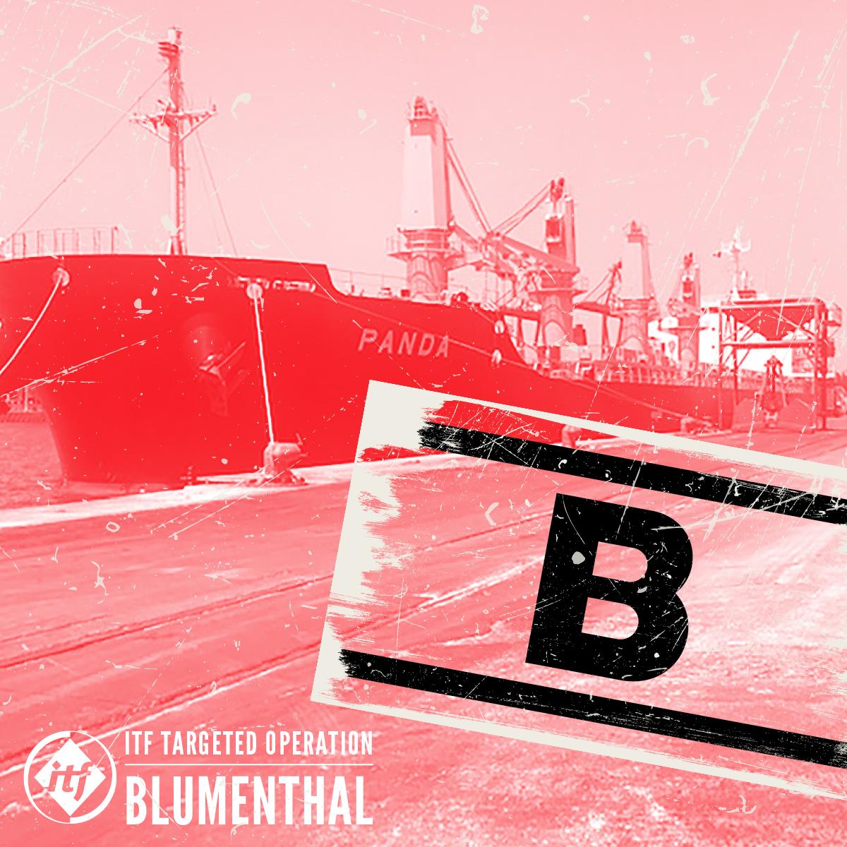 ITFglobalunion's tweet photo. The #FoC system is a system that allows for the exploitation of international seafarers. After #ITFInspectors in Manzanillo Mexico were denied access to the crew list aboard the MV Panda, we double down on our call for transparency across Blumenthal’s fleet. #WeAreITF https://t.co/wt5CEHcbjx