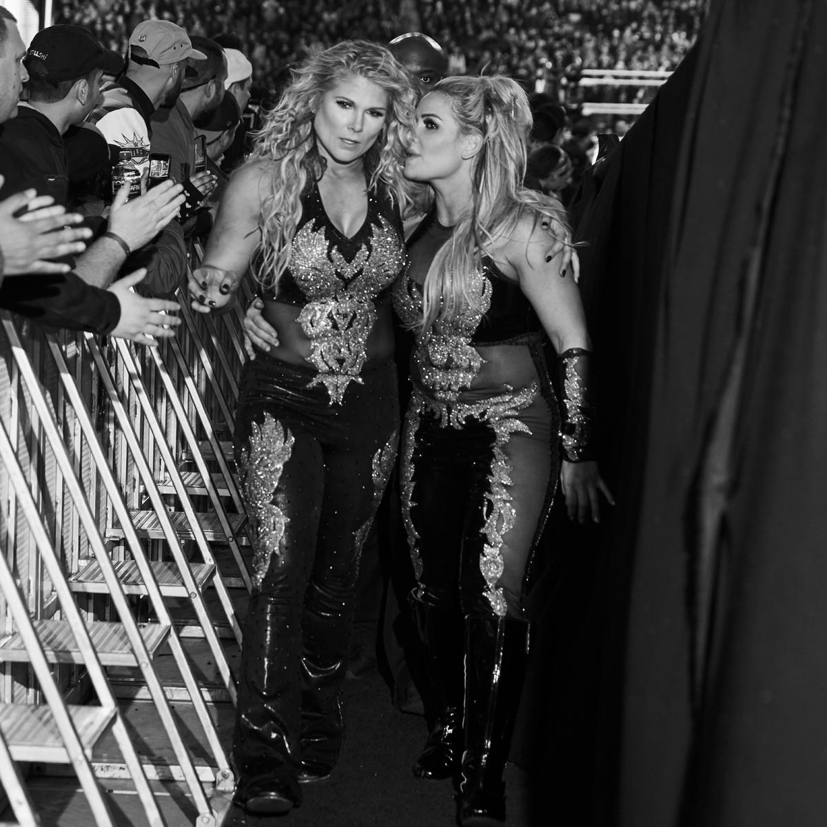 CaptionThisWWE's tweet photo. Natalya: Did you hear that? Looks like we're getting that title shot sooner than we thought...

#CaptionThis #WWE #BethPhoenix #Natalya #WrestleMania #WrestleMania35 #BTS https://t.co/puVzzWU31G