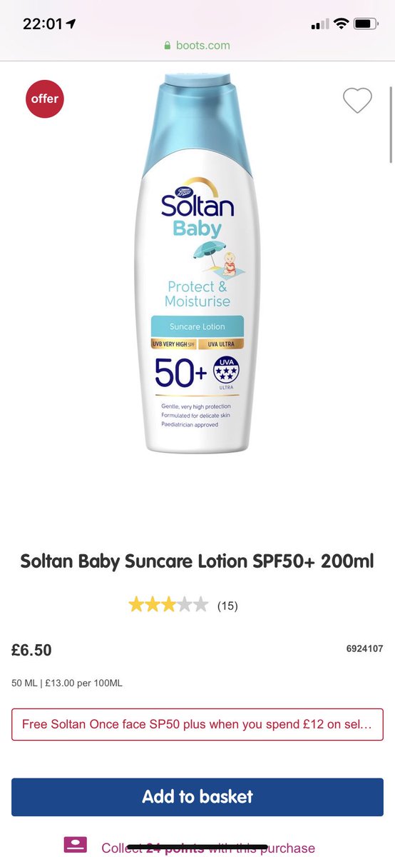 dander35's tweet photo. @BootsUK are you able to inform me of the difference between the soltan kids 50+ and the baby 50+ suncream. The ingredients appear to be similar although the baby soltan is an extra £2.50. As a new mum I want to protect my baby and any information on this would be appreciated. https://t.co/FuAuLgvtT2