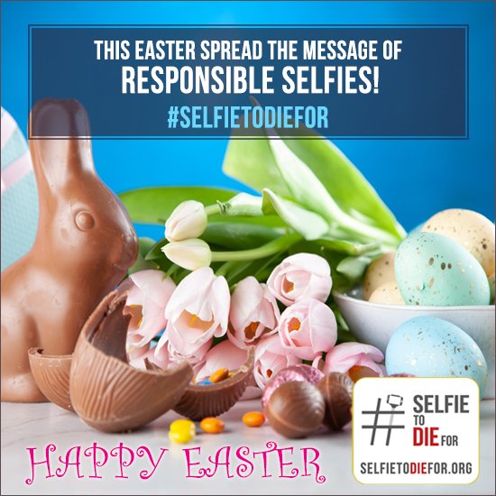 selfietodiefor's tweet photo. This #Easter spread the message of #ResponsibleSelfies. https://t.co/qV7GgFaE8F
#SelfieToDieFor #SelfieAccidents #SelfieDeaths #selfie #selfiewithfriends #HappyEaster #Easter2019 #selfiewithfamily #eastereggs #HappyEaster2019 https://t.co/15JRPWkyJ8