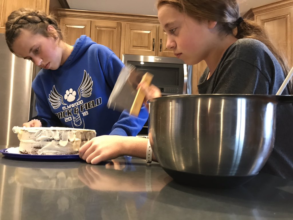 These two are finishing up a little dessert for Easter. Can’t wait to see what their final creation looks like. #familykitchen