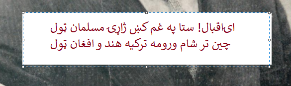 The attached Pashto couplet from the eulogy poem of Qayam-ud-Din Khadim captures the collective sentiments of the whole Afghan nation. It loosely translates to English as:O Iqbal! the whole Umma mourns your deathFrom China to Rome, Turkey, Hind and till Afghanistan.