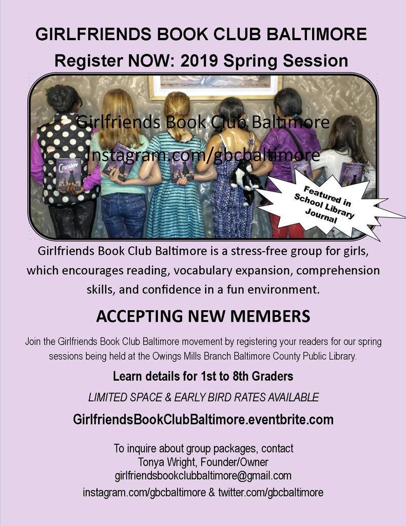 Spring your daughter into a unique literary experience by securing her spot today with @GBCbaltimore via …iendsBookClubBaltimore.eventbrite.com  or visit their page to learn more about them and click their bio link.  JOIN THE #BOOKCLUBMOVEMENT