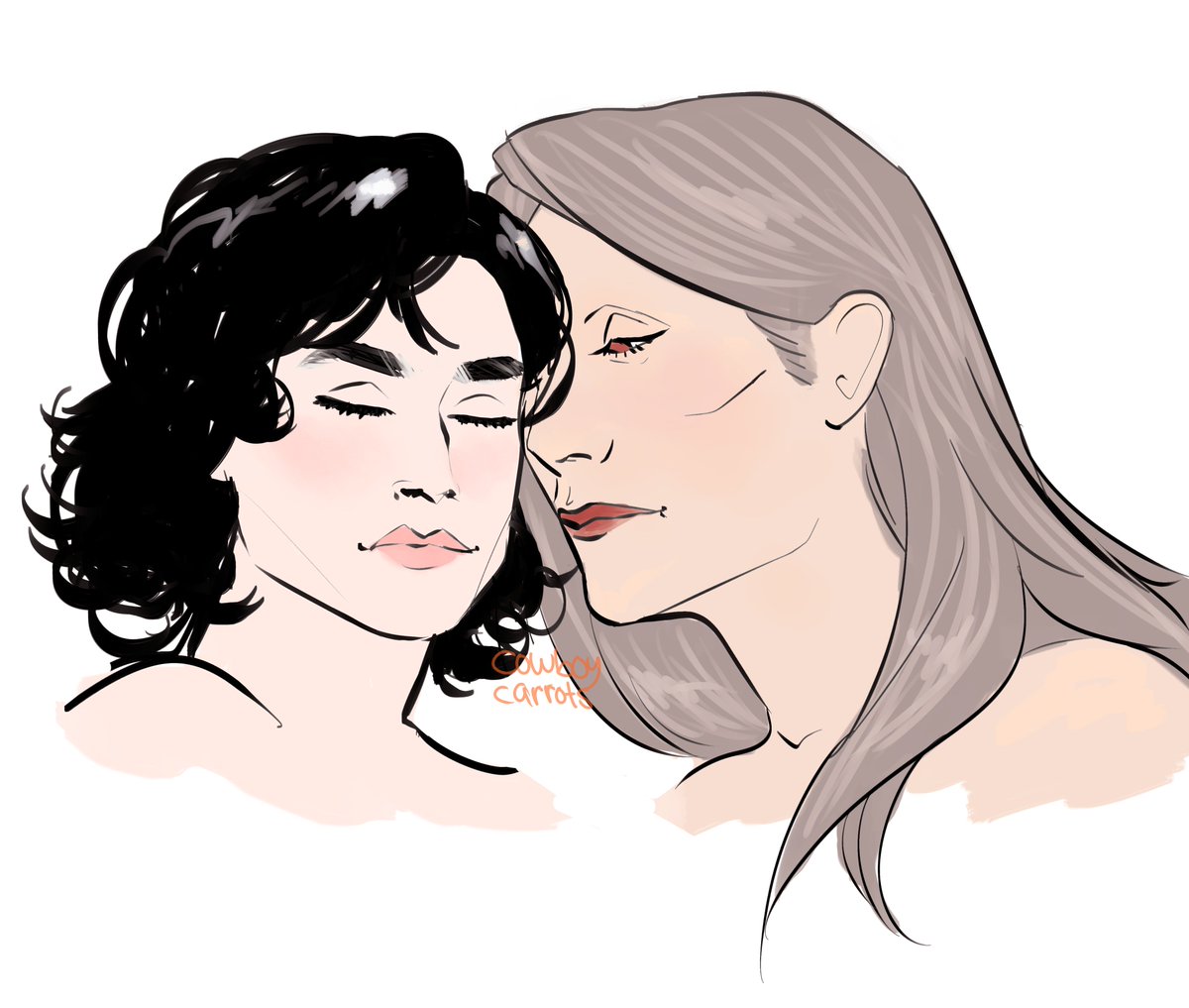 i see everyone is posting fem!hannigram so here's a quick messy doodle warm up before i finish this lesb hannigram comic
