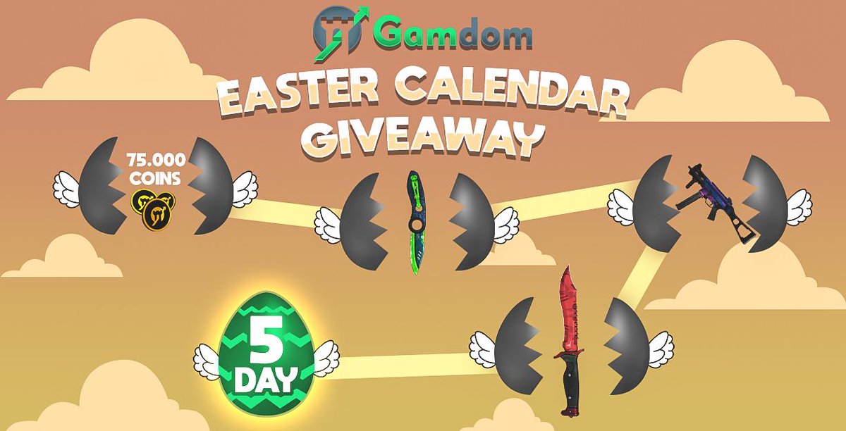 gamdom's tweet photo. 🐣 Gamdom Easter Calendar Giveaway - FINAL | DAY 5 🐣

To enter the Day 5 draw:
- RT &amp; Like
- Follow us
- Enable post notifications
- Visit https://t.co/amB2LrFLPt

The final egg has a lot of great prizes inside! 🎁
Ends in 48 hours. Best of luck &amp; Happy Easter! 🥚 https://t.co/3GiK8QmoHJ