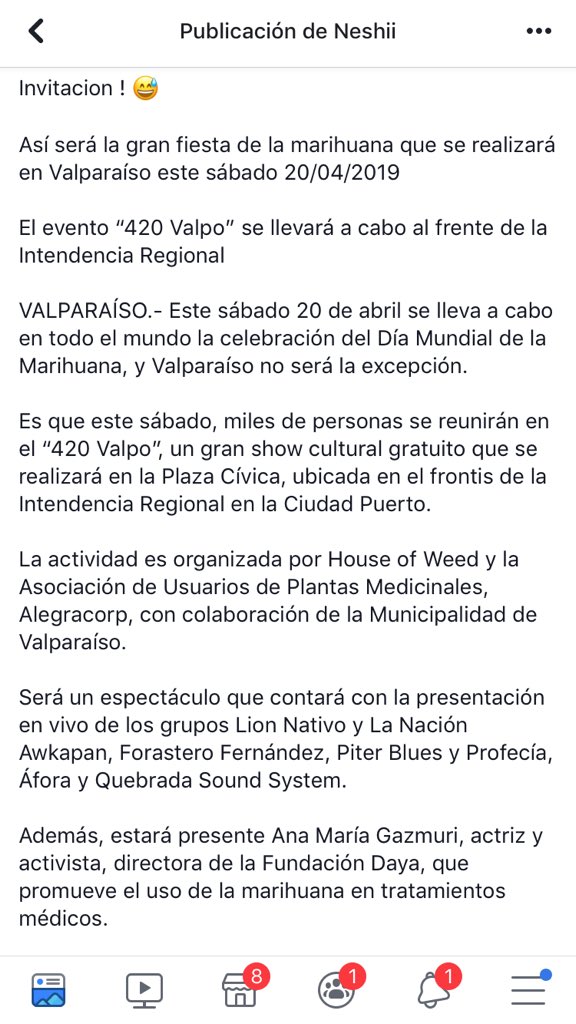 Mrojasramirez's tweet photo. Mientras el gobierno lanza el programa #EligeVivirSinDrogas y debutan los #narcotest , por otro lado en #Valparaíso se celebra la fiesta de la Marihuana con más de 1000 personas. (según artículo y logo colabora el municipio 🤦🏻‍♂️) https://t.co/FbepqOyzEM