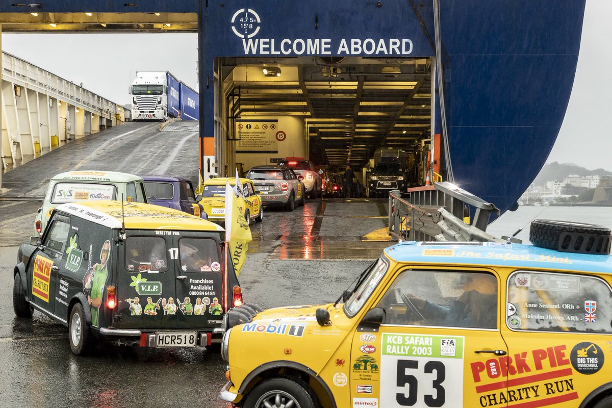 BluebridgeFerry's tweet image. Minis in convoy ready toboard#BluebridgeFerry for South Island leg of Porkpie Mini Run 2019 for @KidsCanNZ