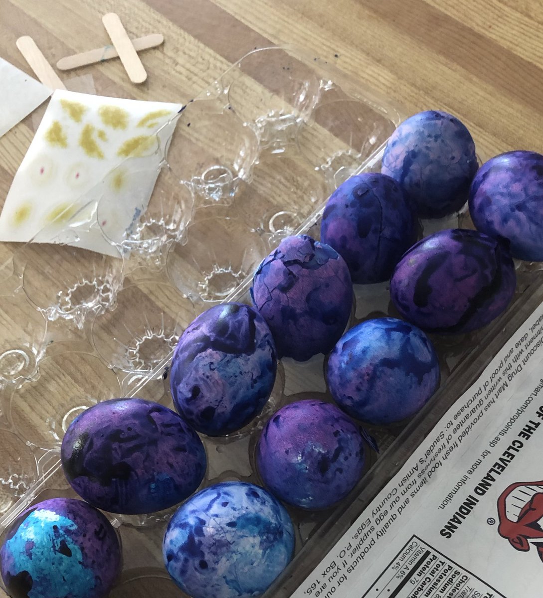 MarisaMLD's tweet photo. We may have overcommitted to the galaxy Easter eggs 🤷🏻‍♀️ #lifewithtoddlers https://t.co/j8G8EaNqH3
