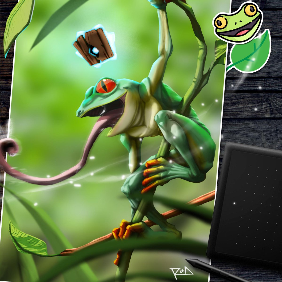 rodsala's tweet photo. Time Greetings!
I painted my own character, Froag!🐸
Hope you enjoy it!
.....................................................................
#froag #sketchbook #character #characterdesign #nature #frog #digitalpainting #illustration #tong https://t.co/3hveJVVFPF