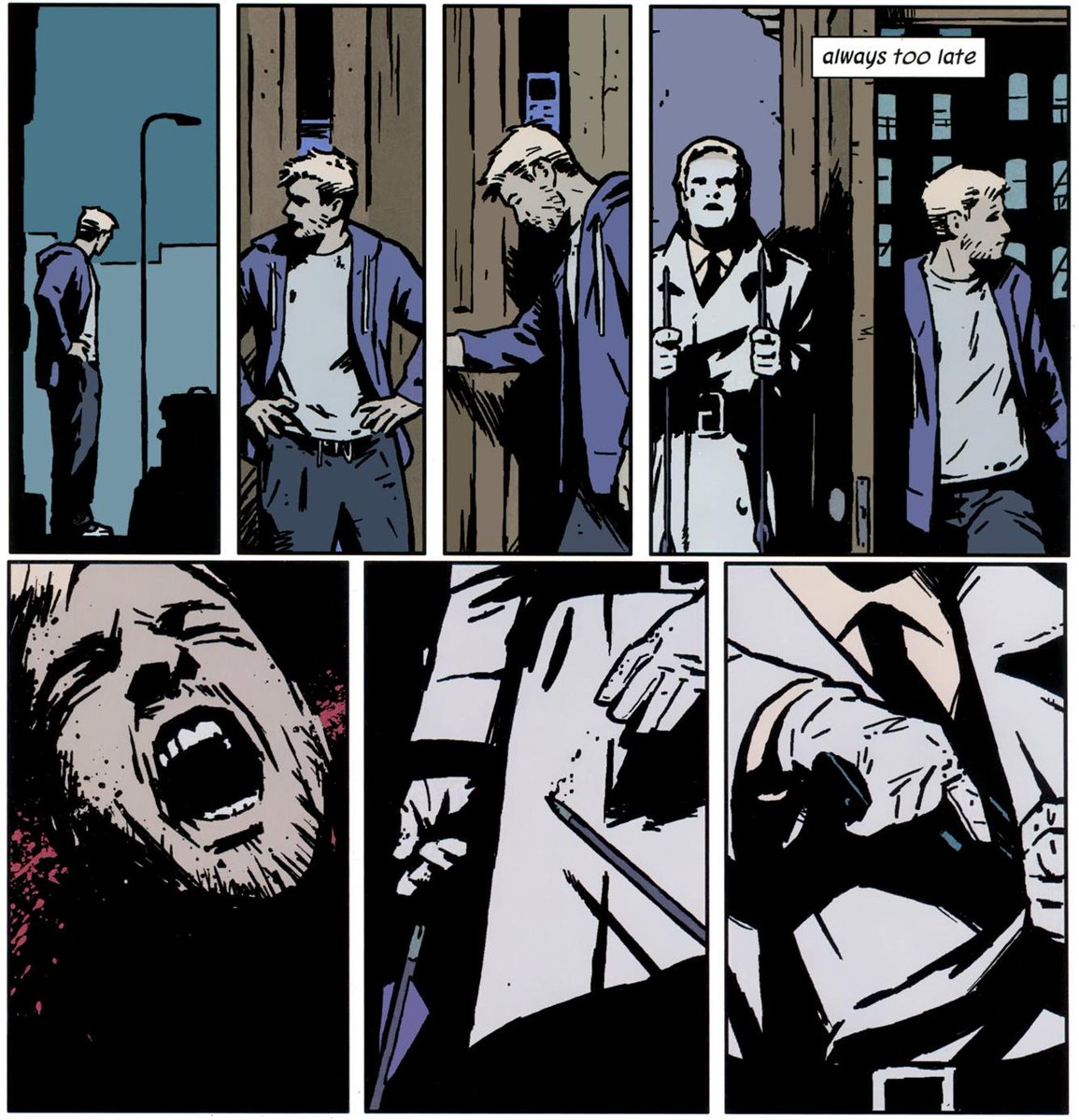 3) 16 years later (a.k.a. 2014), in the 15th issue of Matt Fraction and David Aja's critically acclaimed run, a villain know as the Clown stabbed Clint's ears, deafening him again.