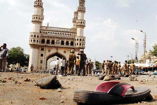 Mecca Masjid Blast, Hyd 18/5/07 (died 9 & injured 58)-Moh Shahid Bilal, local resident & LeT/JeM activist was the mastermind-Bomb was placed by Hamza Sharifuddin, a Bangladeshi nationalBut Aseemanand + 4 people were falsely accused – acquitted by NIA court (Hyd) on 16-Apr-18