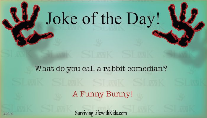 SurviveLifewKid's tweet photo. What do you call a rabbit comedian?
#Dailyjoke #ThePulse #Easter https://t.co/ZzuwCl8O6g