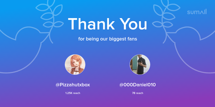 9giveaway's tweet photo. Our biggest fans this week: @Pizzahutxbox, @000Daniel010. Thank you! via https://t.co/zIxU59sspv https://t.co/XyAAg1mzjM