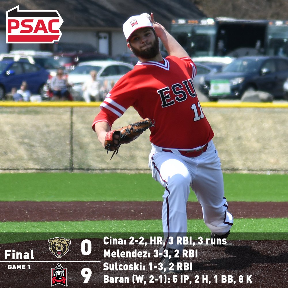ESUWarriors's tweet photo. BASE: ESU defeated Kutztown 9-0 and 11-1 on Saturday at Hughes Field as the Warriors completed a four-game sweep of the Golden Bears in PSAC East action.
Full Recap: https://t.co/gzQLFna7LT https://t.co/KvL8kYgRHs