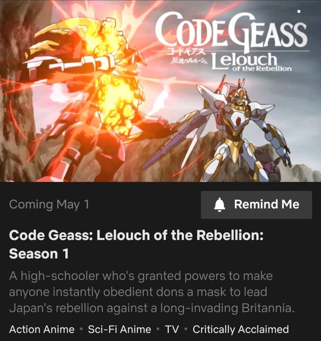 Code Geass Coming To Netflix This May
