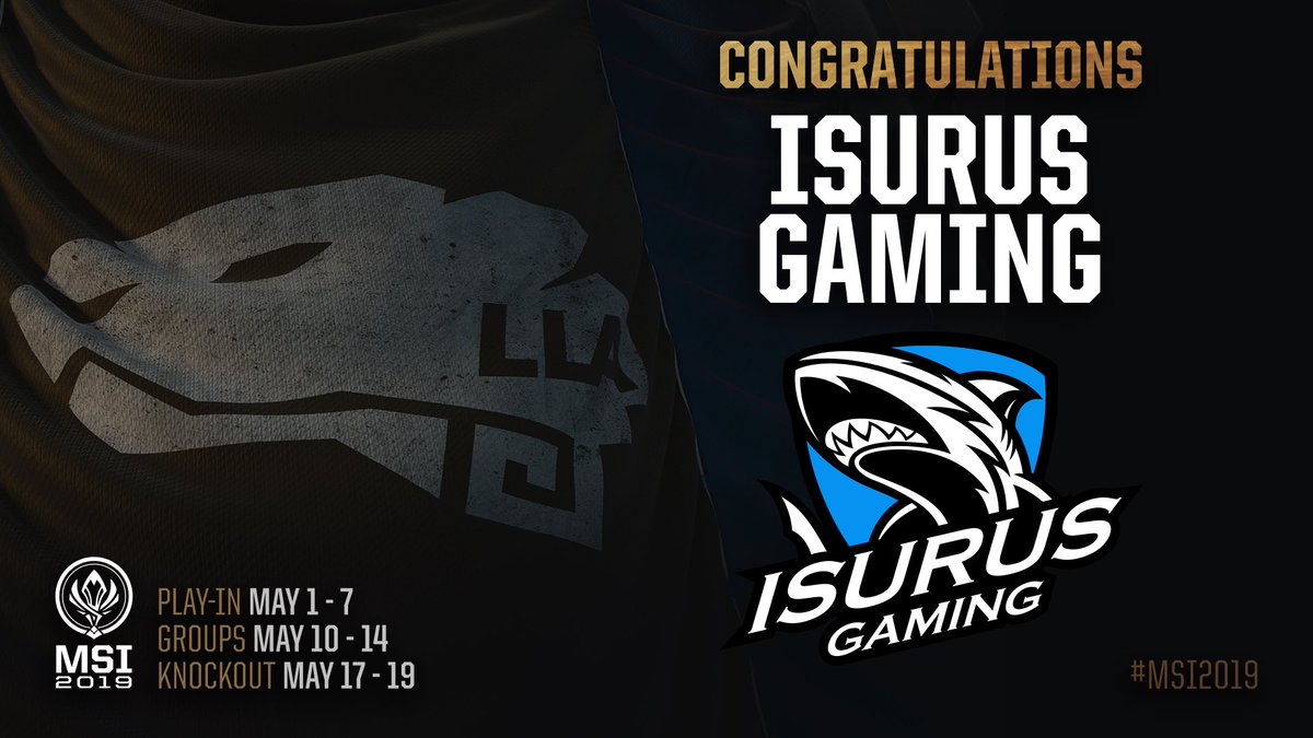 Congratulations to <a href="/teamisurus/">Isurus</a> on winning the 2019 #LLA Opening Finals and qualifying for the 2019 Mid-Season Invitational! #MSI2019