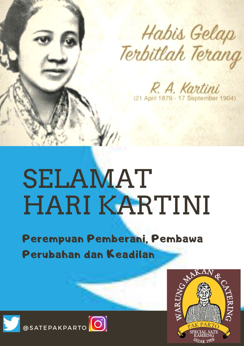 satepakparto's tweet photo. Selamat Hari Kartini, mari kita nyalakan terang daripada mengutuk kegelapan #harikartini #ikonkulineryogyakarta #satepakparto https://t.co/ge0vtPrpsr