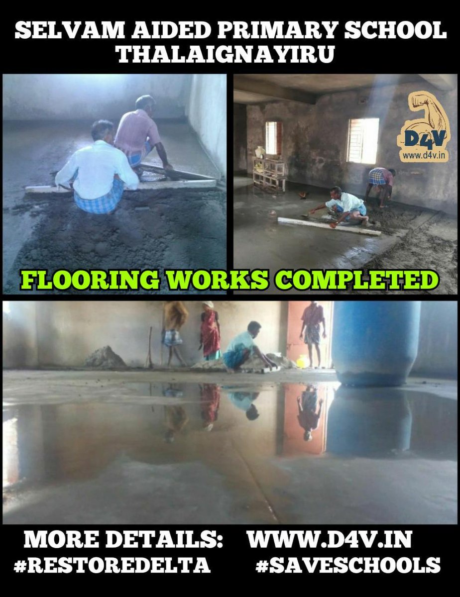 D4Vsupport's tweet photo. All the plastering works and flooring works are completed in Selvam aided primary school., Whitewash will take place in the next two days.

For more details:
🖥 https://t.co/NEnPKi2So8
👤 9025115538
#TeamD4V
#RestoreDelta
#SaveSchools
Lets spread volunteerism https://t.co/mjZdL6Xlhr