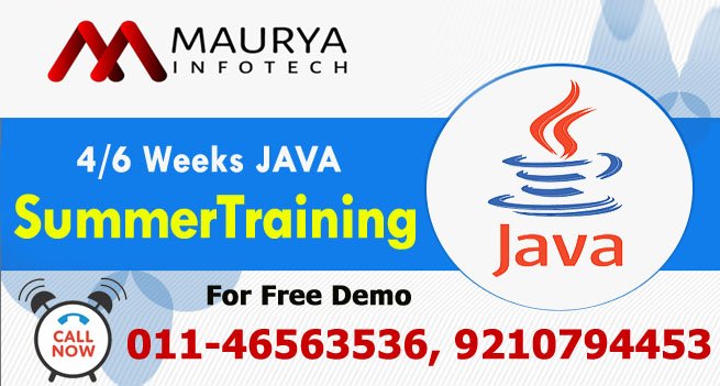 minfisolution's tweet image. 4/6 Weeks #JavaSummerTraining @Maurya Infotech in #New_Delhi
for free demo Call us - +91-9210794453
mauryainfotechindia.com
#Javatraining #JobAssistance #ItTraining #Javacourse #Javadeveloper #Javaclasses
