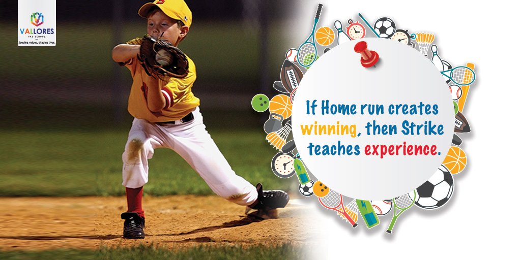 At Vallores, we provide exposure to 9 major sports which doesn't only give your children a chance to excel in the sport of their choice but also teaches them the real spirit of playing together. 
#AdmissionsOpen!

#Baseball
#TeamSpirit
#SportyBeans
#Vallores
#Preschool
#Gurgaon